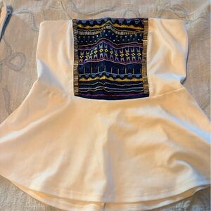 Studio Y Cream Tube Top with embroidery